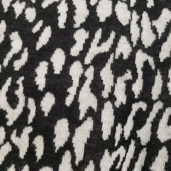 Michael Kors 100% cotton leopard cheetah wrap surplice babydoll knit sweater top - Picture 9 of 10
